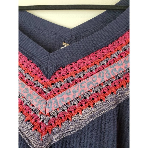 Free People Small Copenhagen Thermal Top Balloon Sleeve Oversized Waffle Knit - Picture 11 of 11